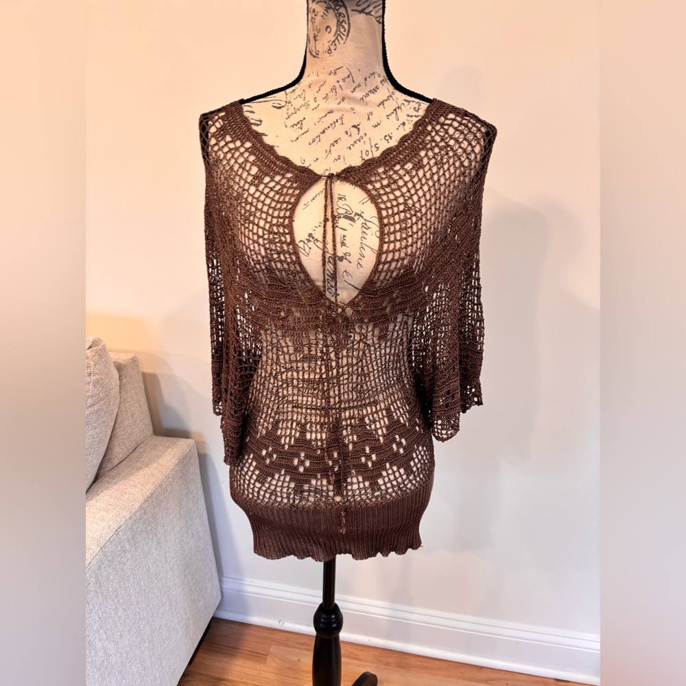 pookie & sebastian brown Crochet top one size